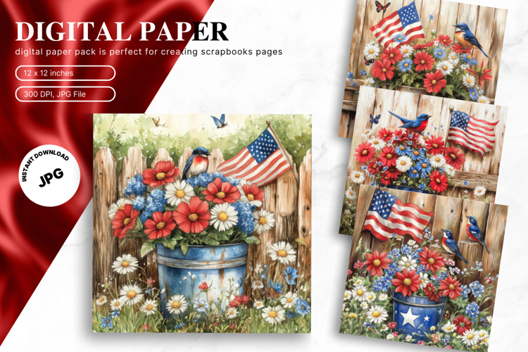 Patriotic Flower Background USA Flower 4of July Wallpaper_5