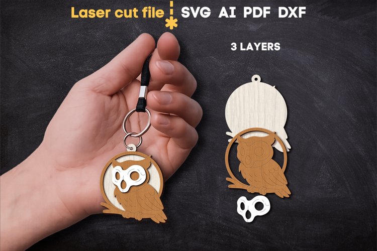 Halloween Owl Keychain SVG laser cut files for Glowforge