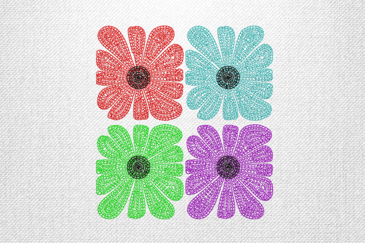 Colorful Lace Flower Block Embroidery Design