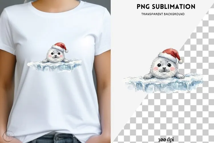 Christmas peeking character png design for T-shirts