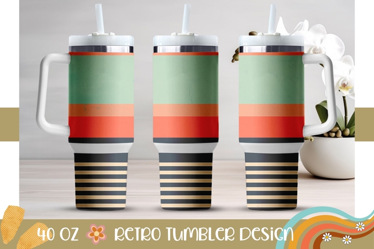 Retro Tumbler Wrap, Retro Stripes 40 Oz Tumbler Design