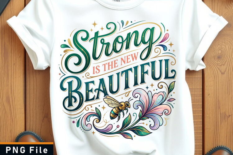 Strong is the new beautiful, Inspirational quote sublimation example image 1