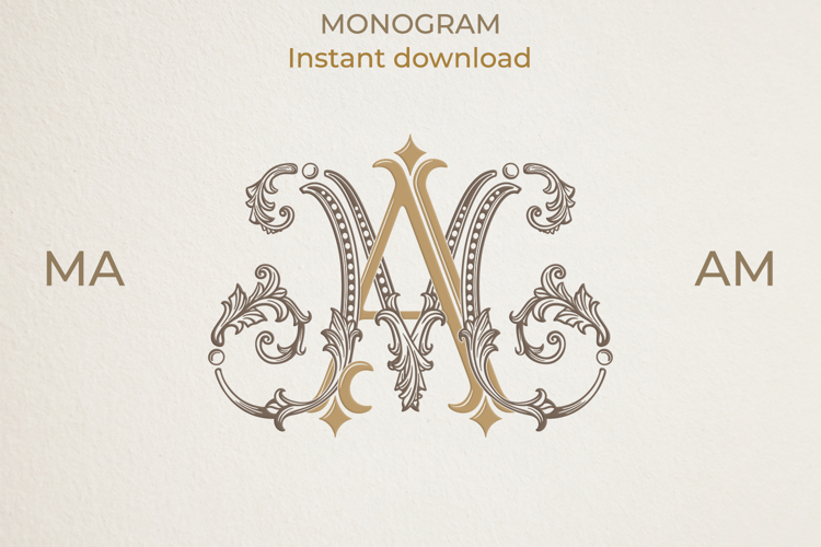 MA AM Wedding Monogram Logo | Elegant Initials Vector