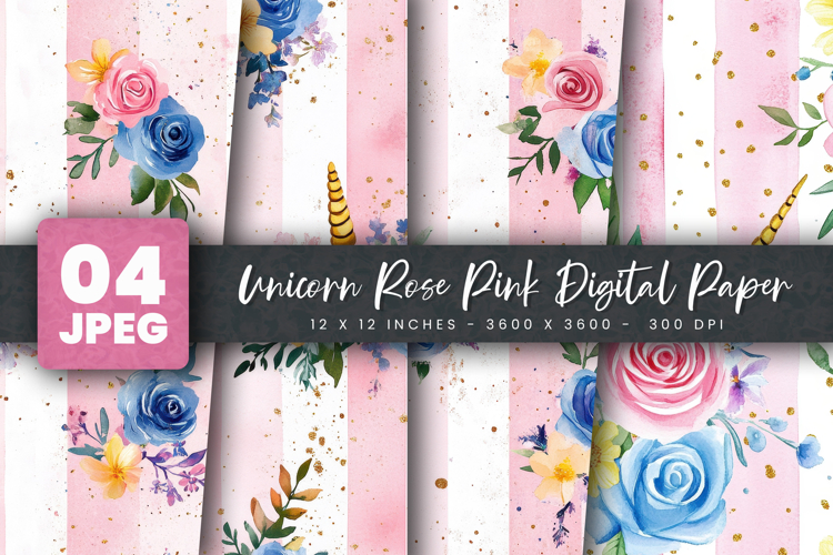 Unicorn Rose Pink Digital Paper