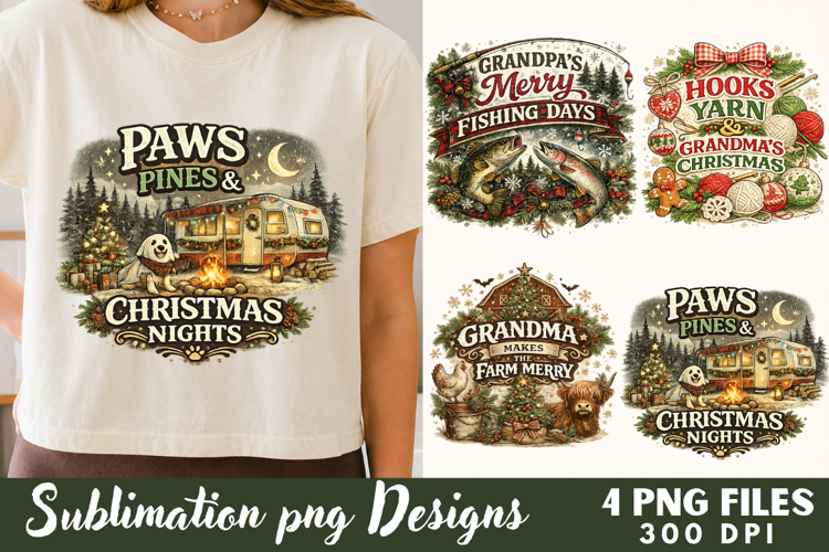 Paws Pines Christmas Camping Sublimation Files