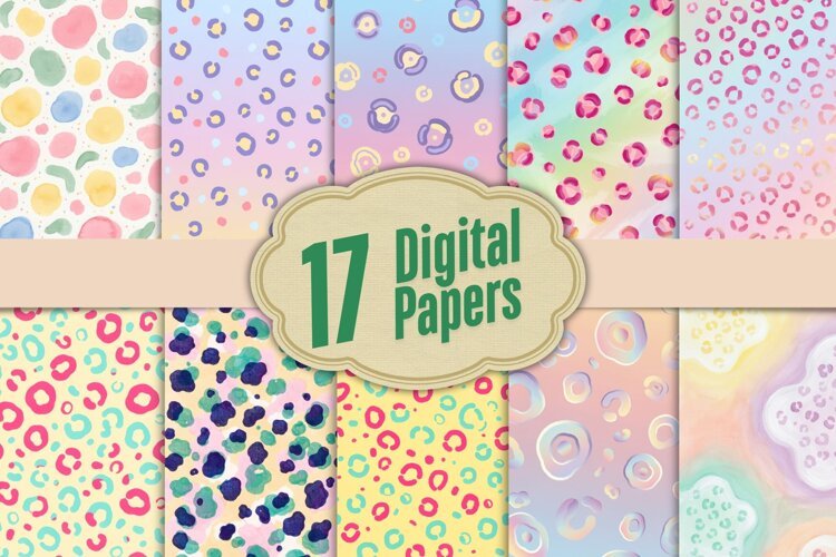Pastel Rainbow Animal Print Digital Paper example image 1
