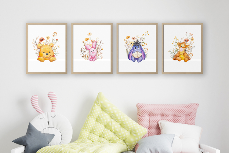 Winnie the Pooh Wall Art Set of 4 Prints