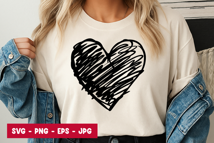 Hand Drawn Scribble Heart SVG PNG