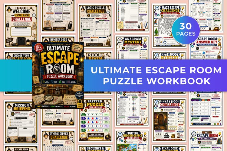 Ultimate Escape Room Puzzle Workbook Kdp interiors example image 1