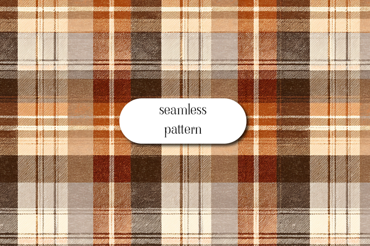 Warm Autumn Plaid Seamless Pattern in Brown   Orange