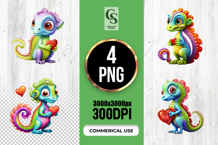 Cute Baby Dragon Love Sublimation Clipart PNG