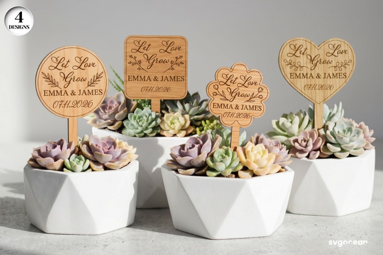 Wedding Plant Tags SVG Bundle | Glowforge | Laser Cut