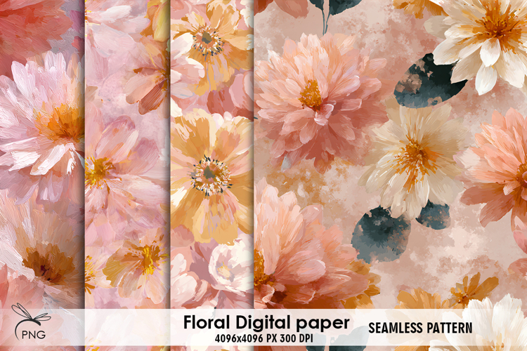 Floral digital paper, seamless pattern