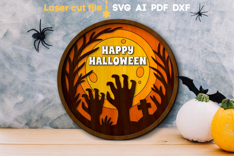 Happy Halloween Sign SVG laser cut file for Glowforge