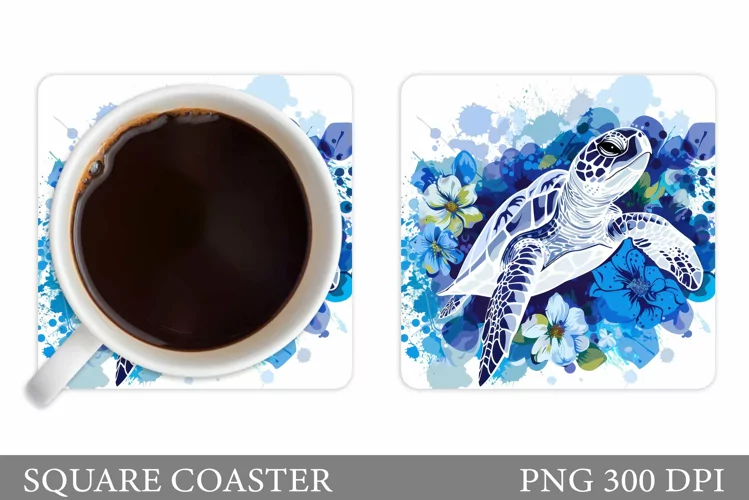Sea Turtle Coaster Design. Turtle Coaster Sublimation