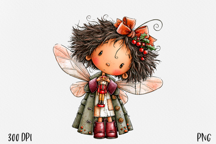 Christmas Fairy PNG, Cute Winter Fairy Girl Clipart