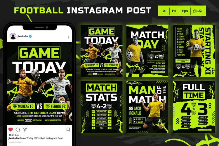 Green Neon | Football Instagram Post