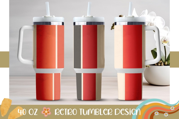 Retro Stripes Tumbler Design, Abstract 40 Oz Tumbler Wrap