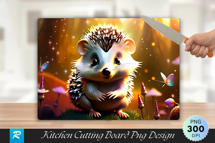 Hedgehog Cutting Board Sublimation Design