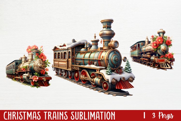 Christmas Trains Sublimation, PNG