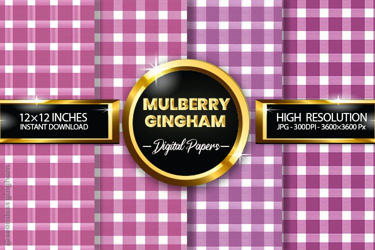 Mulberry Gingham Digital Papers 04 Variations