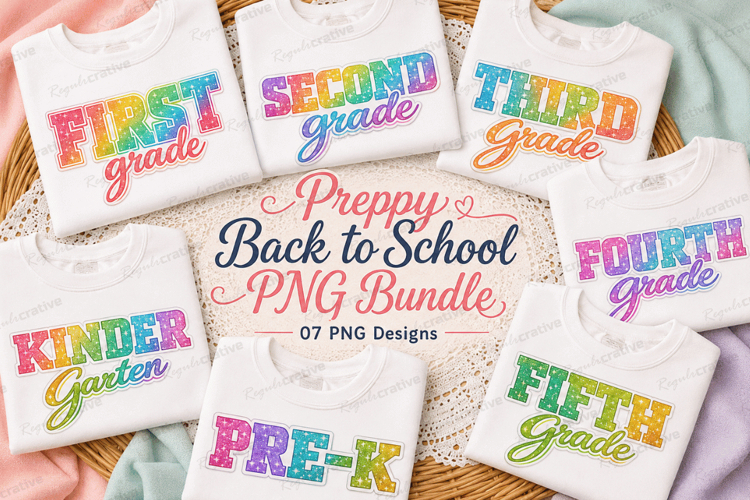 Preppy Back To School Grade Sublimation Designs