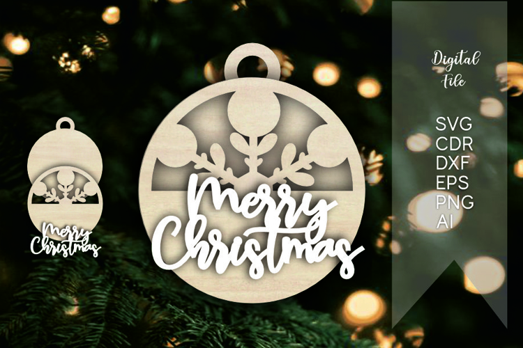 merry christmas layered ornaments svg files laser cut