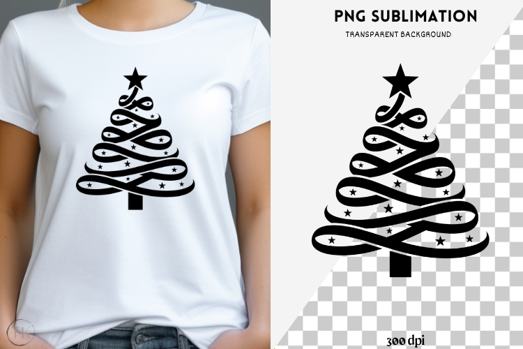 Christmas tree silhouette png design for T-shirts