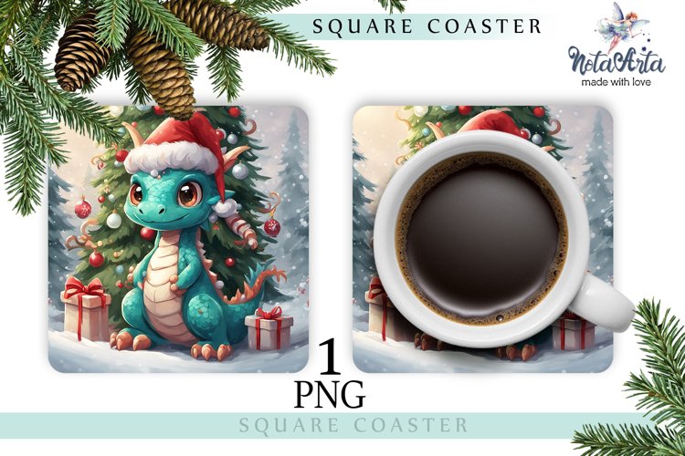 Mug coaster with dragon for Christmas