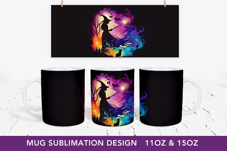 mystical witch mug PNG, Sublimation Mug Full Wrap
