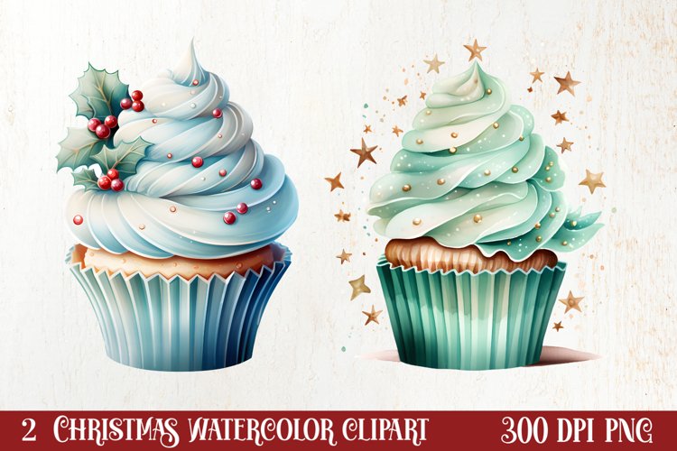 Christmas Cupcake Clipart, Christmas Clipart