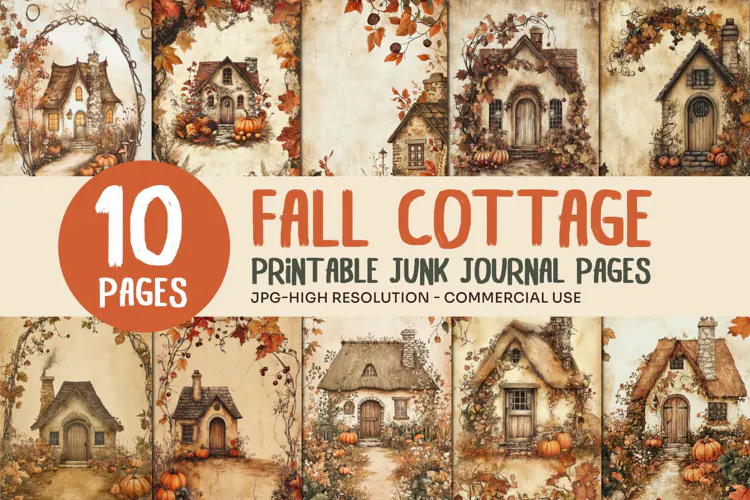 Rustic Fall Cottage Junk Journal Pages