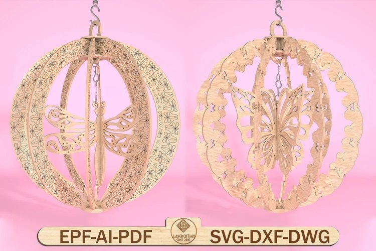 Butterfly Wind Spinner Laser Cut File Svg example image 1