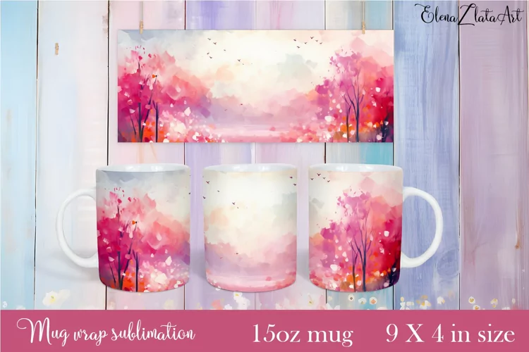 Flowers Mug Sublimation, Floral Design Mug
