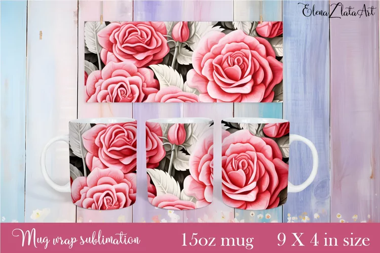 Flowers Mug Sublimation, Floral Design Mug