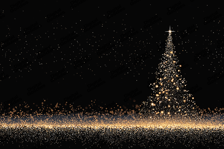 Golden Sparkling Christmas Tree with Star