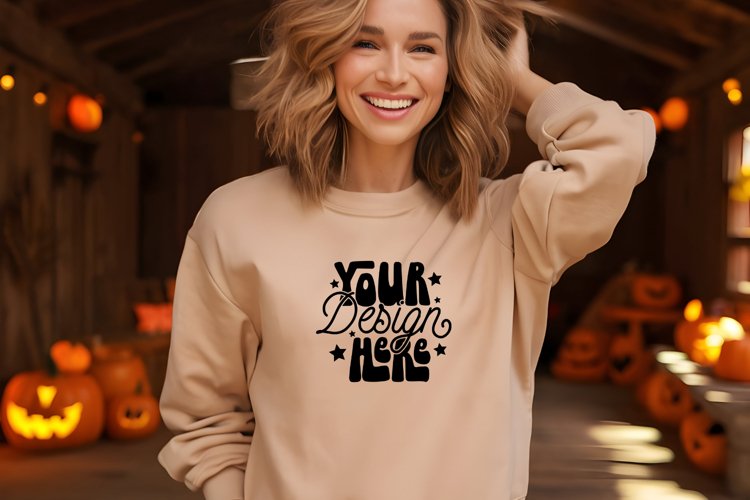 Gildan 18000 Black Mockup, Halloween Gildan 18000 Mockup