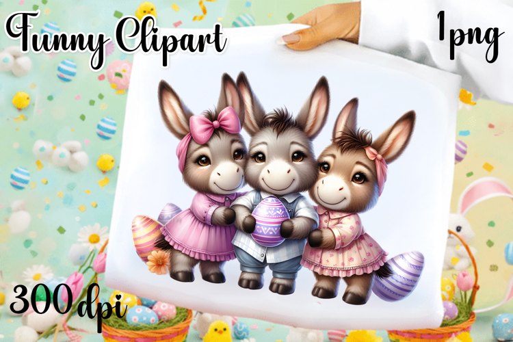 Spring animal clipart|Cute donkey easter animals clipart