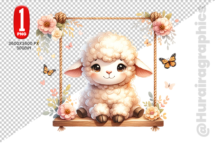 Cute Sheep Clipart - PNG File example image 1