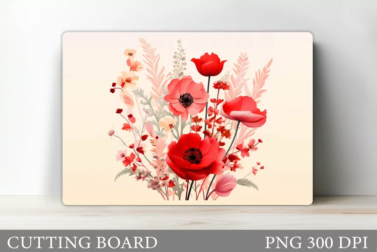 Flowers Cutting Board Sublimation. Wildflowers Cutting Board