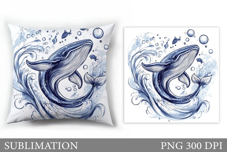 Whale Pillow Sublimation. Whale Sublimation example image 1