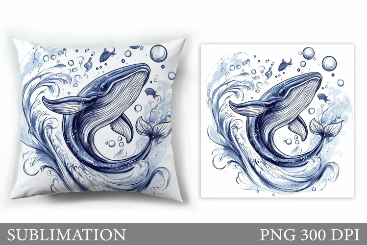 Whale Pillow Sublimation. Whale Sublimation