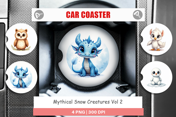 Mythical Snow Creatures Car Coaster