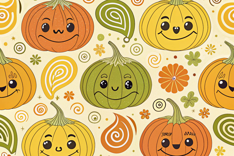 Retro Pumpkin Patch Funny Digital Paper