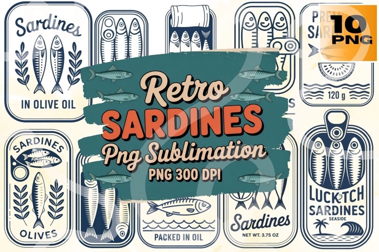 Retro Sardines PNG Bundle 10