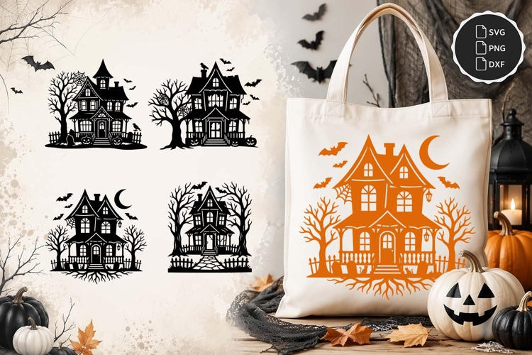 Haunted House SVG, Halloween Spooky House, Ghost House PNG