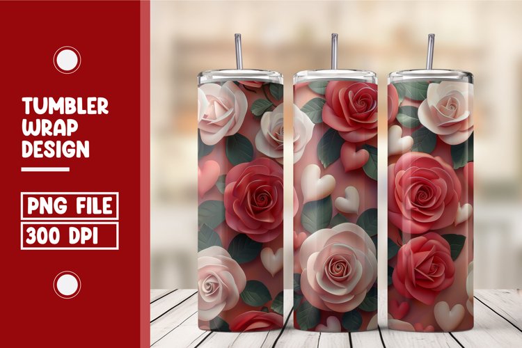 Heart Flower Tumbler Wrap Design