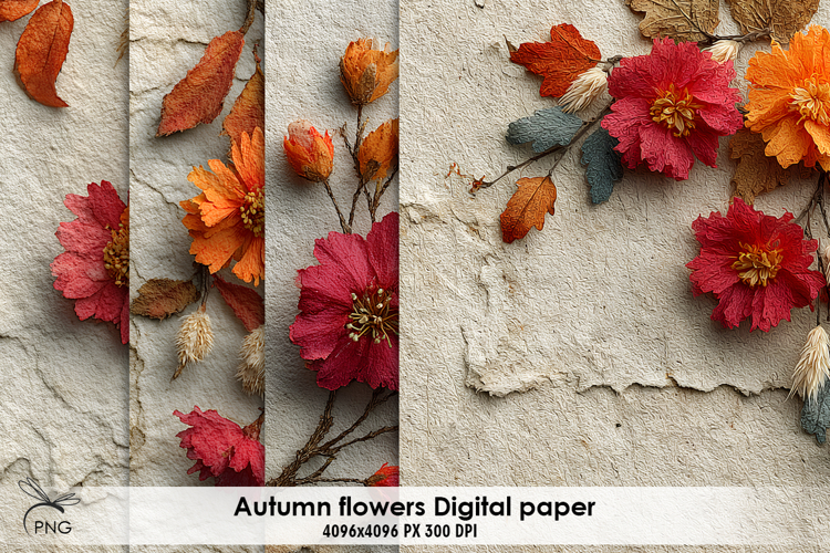 Autumn flowers digital paper