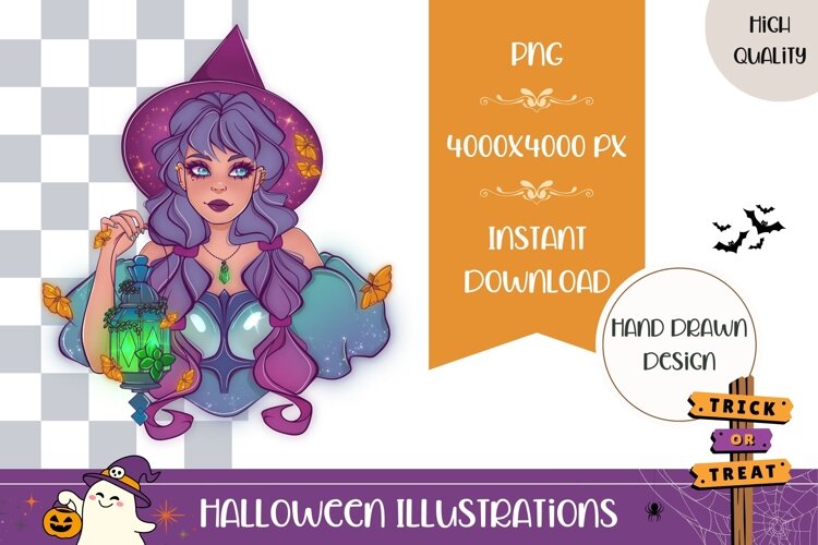 Hand Drawn Magic Illustration, Cartoon Magic Witch PNG example image 1