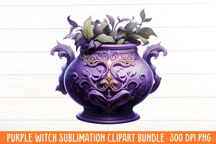 Purple Witch Sublimation Clipart example image 1